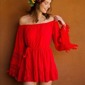 Judith March ESPERANZA RED RUFFLE DRESS